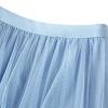 Women's Tulle Skirt Asymmetrical Pleated Elastic High Waist Layered Tutu Skirt Casual Cocktail Party A-Line Mesh Midi Skirt (Ruffle Blue, One Size) view 4