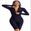 Womens Long Sleeve Boyleg One Piece Rashguard Swimsuit UPF 50 Zipper Surfing Wetsuit Summer Beachwear Sunsuit Diving Skins view 3