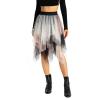 Women's Tulle Skirt Asymmetrical Pleated Elastic High Waist Layered Tutu Skirt Casual Cocktail Party A-Line Mesh Midi Skirt (Patchwork Pink Black, One Size) view 1