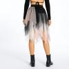 Women's Tulle Skirt Asymmetrical Pleated Elastic High Waist Layered Tutu Skirt Casual Cocktail Party A-Line Mesh Midi Skirt (Patchwork Pink Black, One Size) view 2