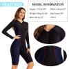 Printed One Piece Swimsuit for Women Boyleg Knee Length Swim Suit Long Sleeve Zip Up Bathing Suir Dive Skins Rash Guard with Pads XX-Large A Black 2 view 2