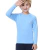 MEETWEE Children's Base Layer Boys Long Sleeve Shirt Quick Dry Kids Thermal Long Underwear,UPF50+ Boy Rash Guard Shirts Light Blue view 1