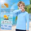 MEETWEE Children's Base Layer Boys Long Sleeve Shirt Quick Dry Kids Thermal Long Underwear,UPF50+ Boy Rash Guard Shirts Light Blue view 2