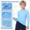 MEETWEE Children's Base Layer Boys Long Sleeve Shirt Quick Dry Kids Thermal Long Underwear,UPF50+ Boy Rash Guard Shirts Light Blue view 3