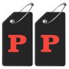2 Pack Initial Luggage Tag, Silicone Luggage Tags for Suitcases with Privacy Name Card and Metal Loop for Travel Sports(P) view 1