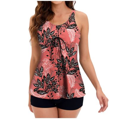XUNRYAN Modest Swimsuits for Women Two Piece Tankini Bathing Suits Tummy Control Boyshorts Summer Tank Top Brazilian Bikini Watermelon Red