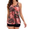 XUNRYAN Modest Swimsuits for Women Two Piece Tankini Bathing Suits Tummy Control Boyshorts Summer Tank Top Brazilian Bikini Watermelon Red view 2