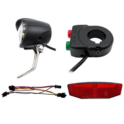 kkekos Electric Bike Horn Switch and Headlight Front Light LED Taillights Set for E-Bike Electric Cycle with SM Connector