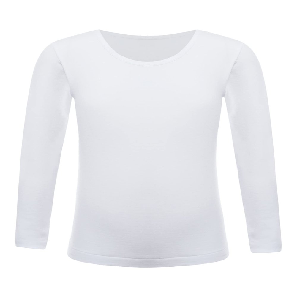 YEAHDOR Unisex Kids Thermal Underwear Long Sleeve Base Layer Tops Dance Gymnastics Training Shirts Type B White 2-4 Years