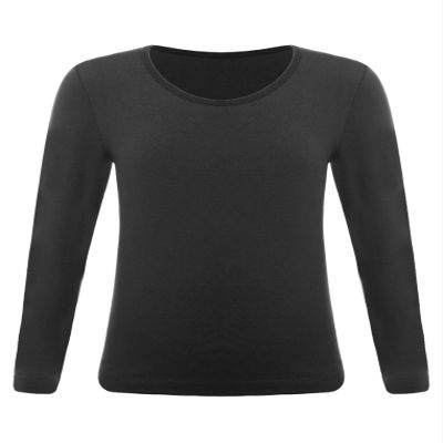 YEAHDOR Unisex Kids Thermal Underwear Long Sleeve Base Layer Tops Dance Gymnastics Training Shirts Type B Black 7-10 Years