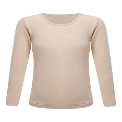 YEAHDOR Unisex Kids Thermal Underwear Long Sleeve Base Layer Tops Dance Gymnastics Training Shirts Type B Nude 2-4 Years