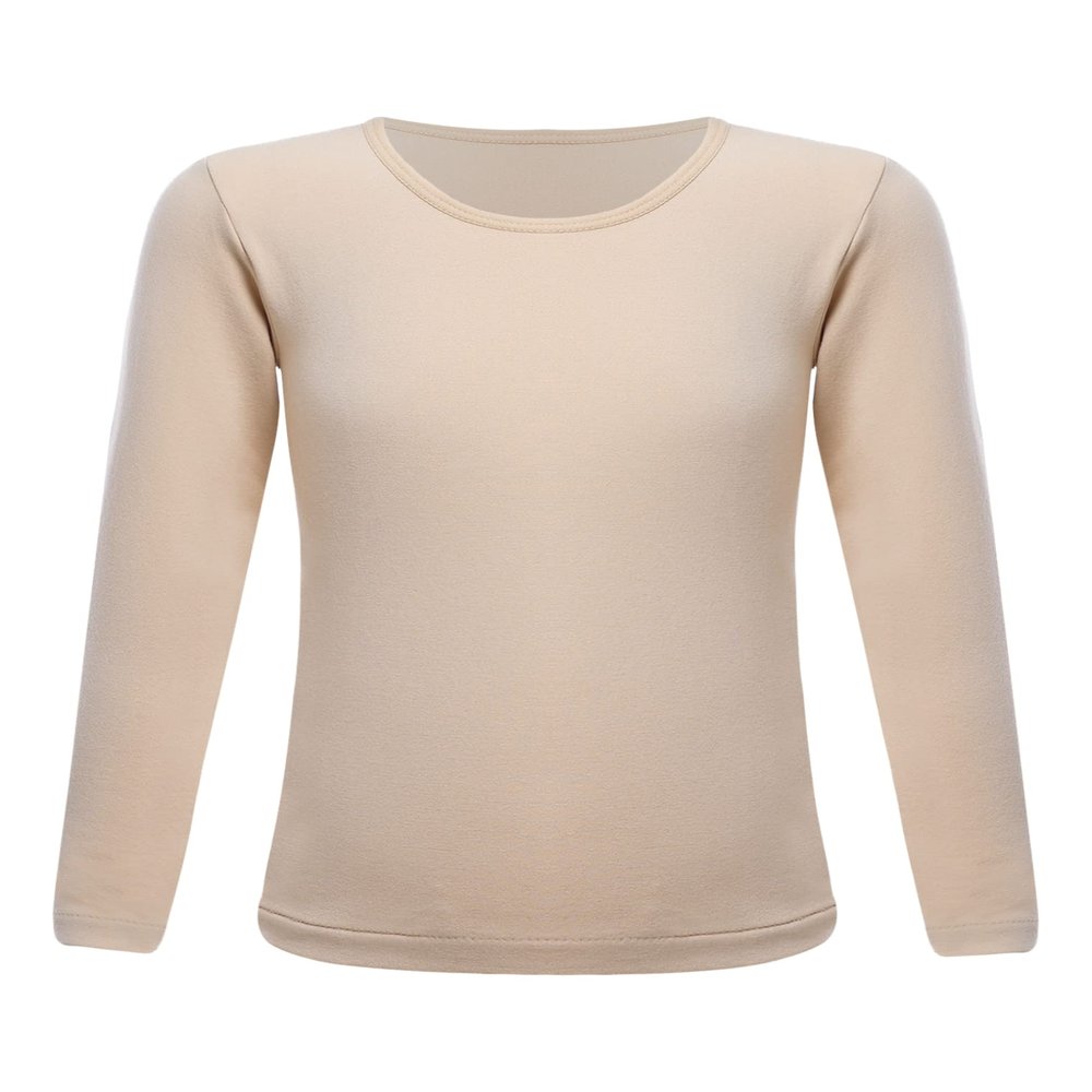 YEAHDOR Unisex Kids Thermal Underwear Long Sleeve Base Layer Tops Dance Gymnastics Training Shirts Type B Nude 2-4 Years
