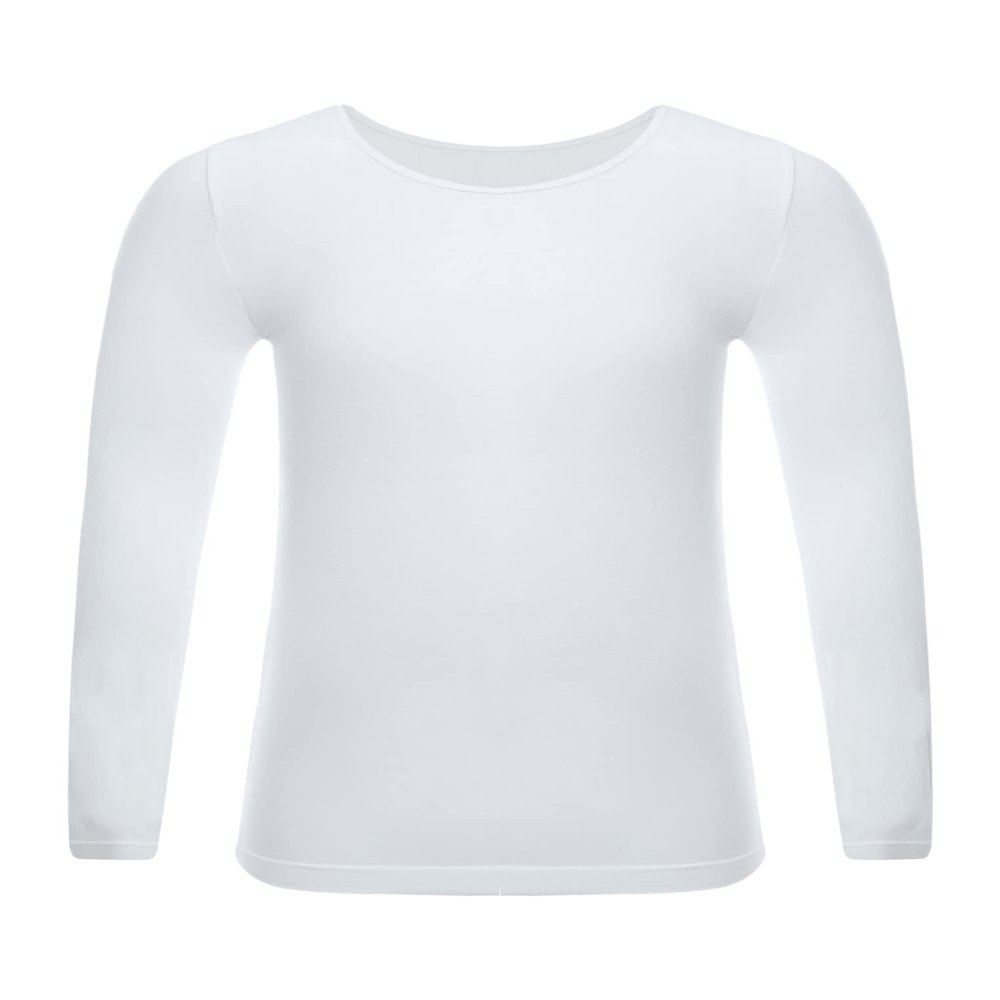 YEAHDOR Unisex Kids Thermal Underwear Long Sleeve Base Layer Tops Dance Gymnastics Training Shirts Type A White 7-10 Years