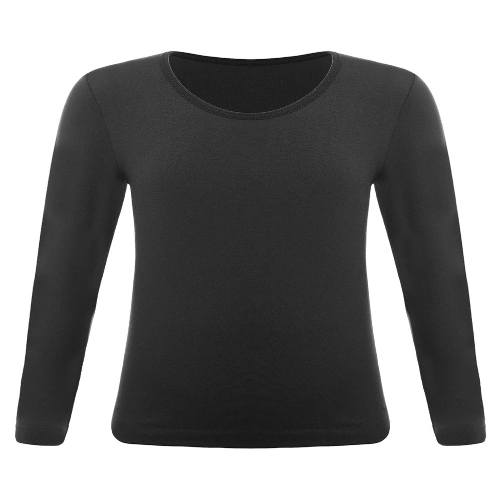 YEAHDOR Unisex Kids Thermal Underwear Long Sleeve Base Layer Tops Dance Gymnastics Training Shirts Type B Black 10-12 Years