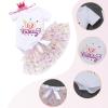 IDOPIP My 1/2 1st Birthday Outfit Baby Girls Shiny Crown Romper + Ruffle Tulle Skirt + Sequins Crown Headband Glitter Party Dress Clothes for Cake Smash Photo Prop White - 1/2 Birthday 9-12 Months view 2