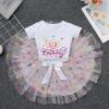 IDOPIP My 1/2 1st Birthday Outfit Baby Girls Shiny Crown Romper + Ruffle Tulle Skirt + Sequins Crown Headband Glitter Party Dress Clothes for Cake Smash Photo Prop White - 1/2 Birthday 9-12 Months view 3