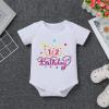 IDOPIP My 1/2 1st Birthday Outfit Baby Girls Shiny Crown Romper + Ruffle Tulle Skirt + Sequins Crown Headband Glitter Party Dress Clothes for Cake Smash Photo Prop White - 1/2 Birthday 9-12 Months view 4