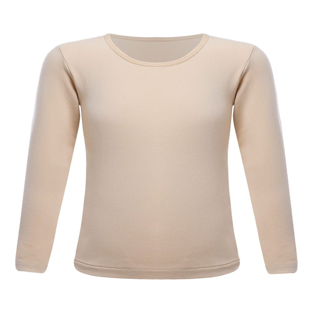 YEAHDOR Unisex Kids Thermal Underwear Long Sleeve Base Layer Tops Dance Gymnastics Training Shirts Type B Nude 10-12 Years