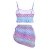 Mommy and Me Swimsuits Family Matching Swimwear Women Girls Retro Boho Flounce Falbala High Waist Bikini Set Halter Mermaid Scale Print Two Piece Swimsuit Bathing Suits Purple Mermaid 4-5 Years view 3