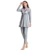 Muslim Swimsuits for Women Modest Swimwear Islamic Long Sleeve Burkini Swimsuits Full Cover Hijab Swimming Cap + Floral Print Zipper Tops + Pants 3 Pieces Tankini Set Bathing Suits Gray XL view 3