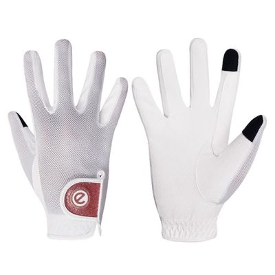 eGlove - eQUEST GripPro X-LITE Horse Riding Gloves - Lightweight, Breathable, Grippy Non-Slip Material - Comfort Mesh Back - Touchscreen Gloves (White - Rose Gold Glitter Cuff, XXX-Small)
