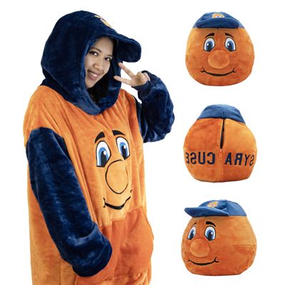 Plushible Wearable Blanket Hoodie - Oversized Syracuse University Otto the Orange Long Sleeve Sweatshirt Pocket - 2-in-1 Oversized Hoodie Blanket Pillow - Cozy Snugible Gifts for Men and Women