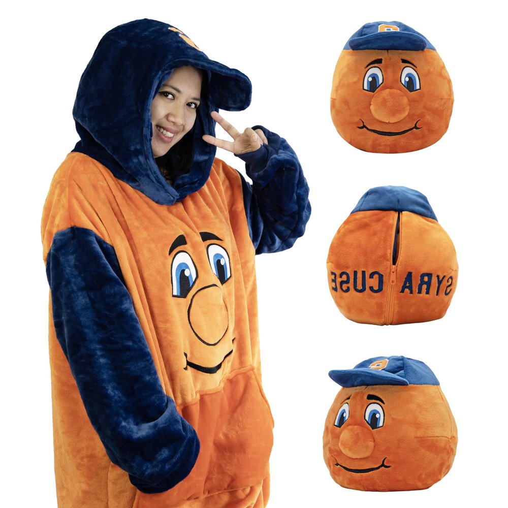 Plushible Wearable Blanket Hoodie - Oversized Syracuse University Otto the Orange Long Sleeve Sweatshirt Pocket - 2-in-1 Oversized Hoodie Blanket Pillow - Cozy Snugible Gifts for Men and Women