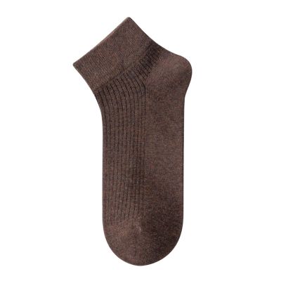 Yizelli 3 Pairs Ankle Socks for Men Solid Color Short Cotton Socks for Spring Summer (Dark Brown)