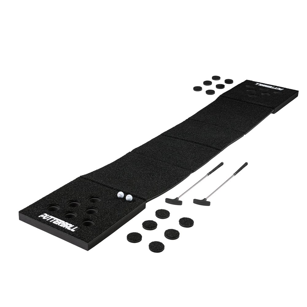 PutterBall Golf Game Set The Original - Includes 2 Putters, 2 Golf Balls, Black Putting Mat, Hole Covers - Best Backyard Party Game Set