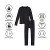 Cuddl Duds Boys Heavyweight Fleece Lined 2 Piece Thermal Underwear Set  Long Sleeve Shirt & Leggings Base Layer for Cold Weather  Winter Clothing Long Johns Lounge Sets for Kids, Black, M view 4
