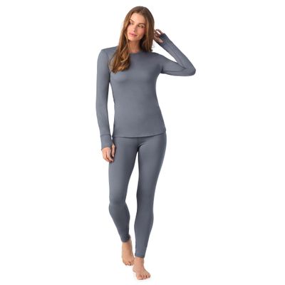 Cuddl Duds Womens Heavyweight Fleece 2 Piece Long Sleeve Thermal Underwear Set  Shirt & Leggings Base Layer for Cold Weather  Winter Clothing Long Johns Lounge Sets for Women, Grey, XL
