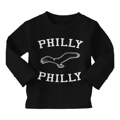 Philly Philly - Sports Eagle Long Sleeve Toddler Cotton Jersey Shirt (Black - Long Sleeve, 4T)