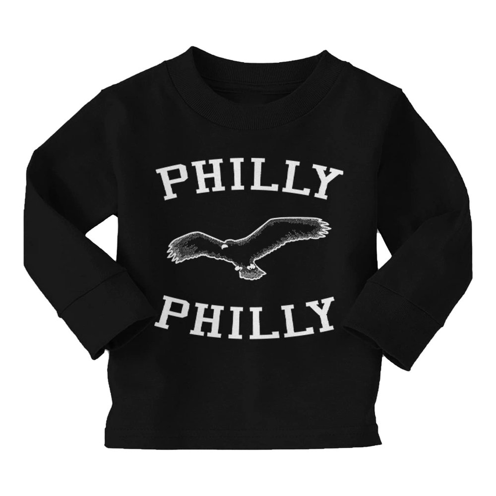 Philly Philly - Sports Eagle Long Sleeve Toddler Cotton Jersey Shirt (Black - Long Sleeve, 4T)