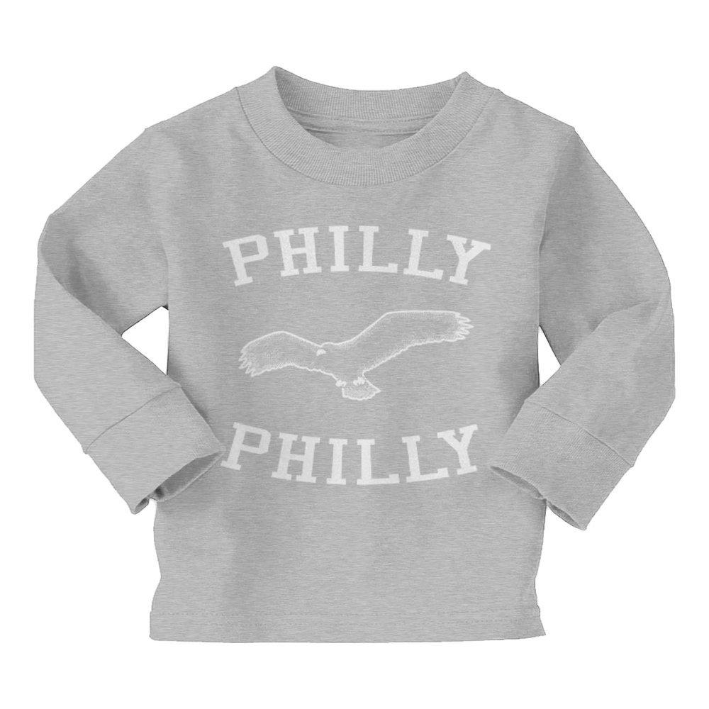 Philly Philly - Sports Eagle Long Sleeve Toddler Cotton Jersey Shirt (Light Gray - Long Sleeve, 2T)