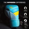Hayabusa T3 Boxing Gloves for Men and Women Wrist and Knuckle Protection, Dual-X Hook and Loop Closure, Splinted Wrist Support, 5 Layer Foam Knuckle Padding - Blue/Yellow, 16oz view 2