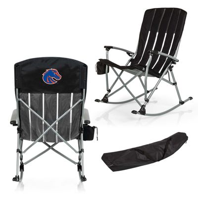Picnic TIME NCAA Boise State Broncos Outdoor Rocking Camp Chair, XL Heavy Duty Camping Chair for Adults, (Black)