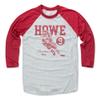 500 LEVEL Gordie Howe 3/4 Sleeve T-Shirt (Baseball Tee, XXX-Large, Red/Ash) - Gordie Howe Detroit Vinatge view 1