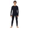Cuddl Duds Boys Heavyweight Fleece Lined 2 Piece Thermal Underwear Set  Long Sleeve Shirt & Leggings Base Layer for Cold Weather  Winter Clothing Long Johns Lounge Sets for Kids, Black, L view 1