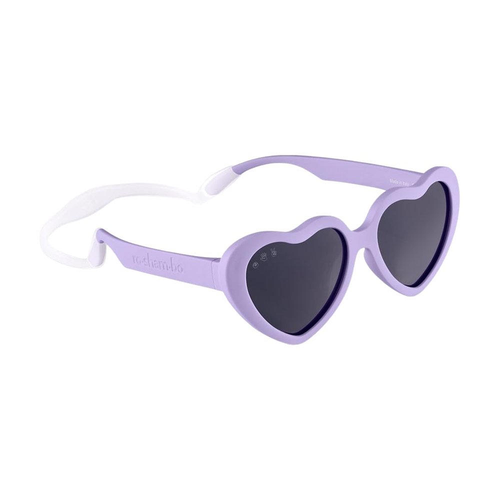 ROSHAMBO Eyewear Blossom Heart Sunglasses for Babies 0-2 Years - Unbreakable Italian Made Baby Eyewear with Strap - BPA-Free Polarized UV Protection