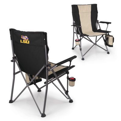 Picnic TIME NCAA LSU Tigers Big Bear XXL Camp Chair with Cooler, Heavy Duty Beach Chair, 500 lb Capacity Camping Chair with Carry Bag, (Black)