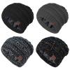 American Trends Satin Lined Beanie Hats Winter Hats for Women Cable Warm Knit Thick Slouchy Beanie Black&Dark Grey&Black Mix&Black Grey view 1