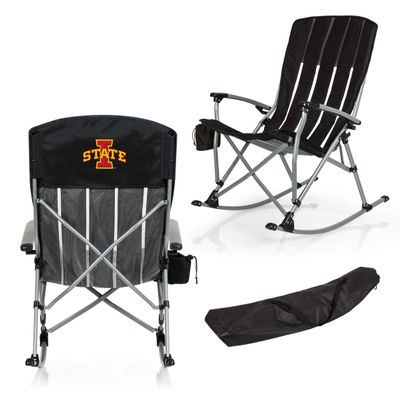 Picnic TIME NCAA Iowa State Cyclones Outdoor Rocking Camp Chair, XL Heavy Duty Camping Chair for Adults, (Black)