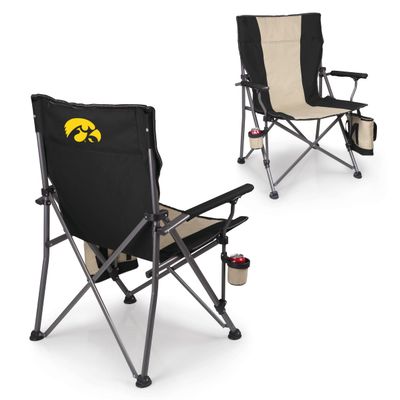 Picnic TIME NCAA Iowa Hawkeyes Big Bear XXL Camp Chair with Cooler, Heavy Duty Beach Chair, 500 lb Capacity Camping Chair with Carry Bag, (Black)