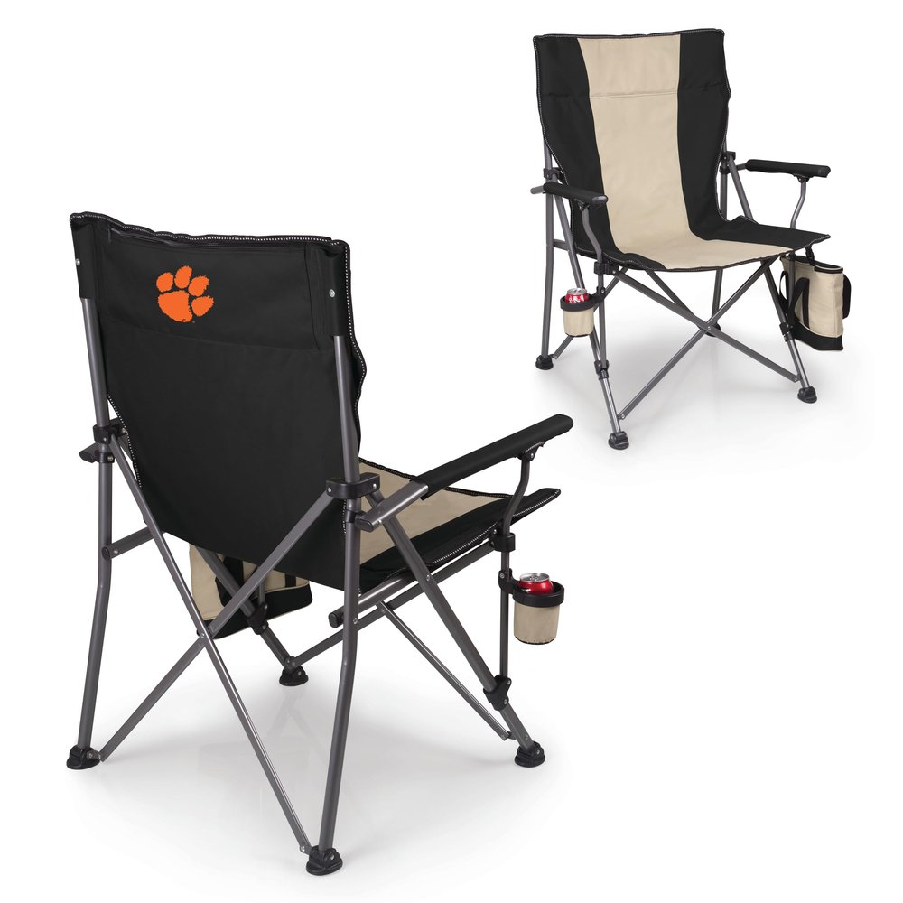 Picnic TIME NCAA Clemson Tigers Big Bear XXL Camp Chair with Cooler, Heavy Duty Beach Chair, 500 lb Capacity Camping Chair with Carry Bag, (Black)