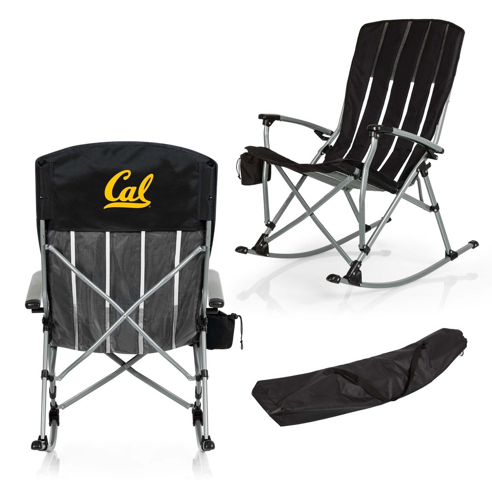 Picnic TIME NCAA Cal Bears Outdoor Rocking Camp Chair, XL Heavy Duty Camping Chair for Adults, (Black)