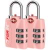 Forge Open Alert TSA Approved Luggage Locks - 3 Digit Combination, Easy Read Dials, Zinc Alloy Body - Ideal Travel Lock for Luggage, Suitcases, Bags & Toolboxes. Pink 2 Locks. view 1