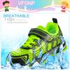 VFGNP Boys Sneakers, Kids Tennis Running Shoes, Lightweight Breathable Sport Athletic Shoe Black Green 13 view 3