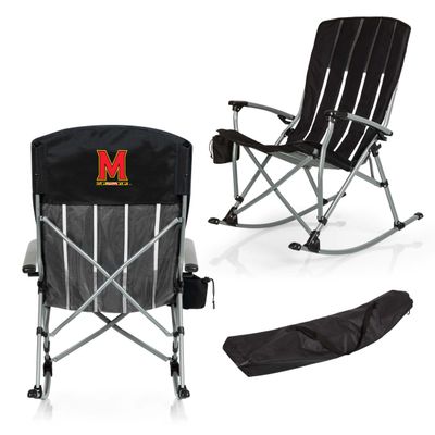Picnic TIME NCAA Maryland Terrapins Outdoor Rocking Camp Chair, XL Heavy Duty Camping Chair for Adults, (Black)