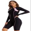 Long Sleeves Knee Length Boyleg one Piece Rashguard Swimsuit for Women Zip Front Printed Athletic Swimwear surf Suit for Snorkeling Diving view 3