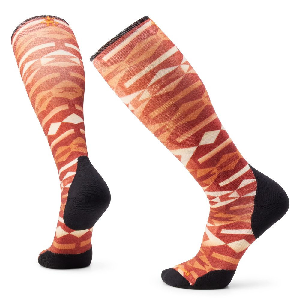Smartwool Ski Targeted Cushion Colliding Clouds Print Otc Orange Rust Xl